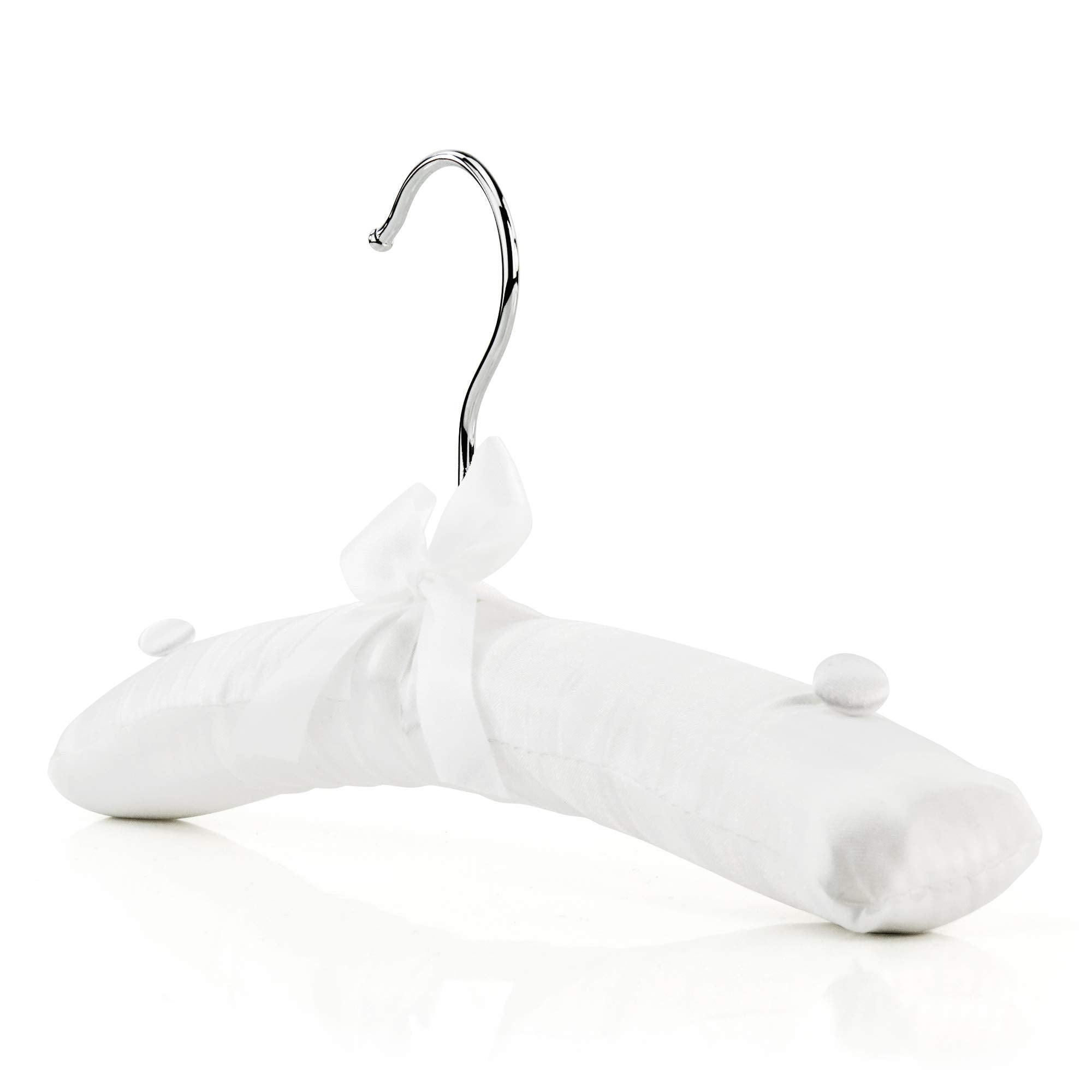 Hangerworld Pack Of 3 Small Kids Satin Padded Hangers - 11.8Inch Soft White Infant, Toddler And Baby Hangers For Nursery Closet